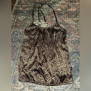 Express Silk Leopard Print Halter top size small